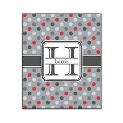 Red & Gray Polka Dots Wood Print - 20x24 (Personalized)