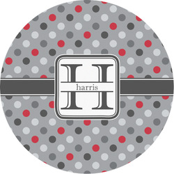 Red & Gray Polka Dots Multipurpose Round Labels - 3" (Personalized)