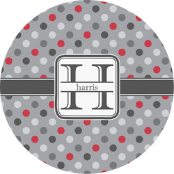 Red & Gray Polka Dots Multipurpose Round Labels - 5" (Personalized)