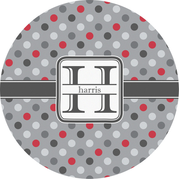 Custom Red & Gray Polka Dots Multipurpose Round Labels - 5" (Personalized)