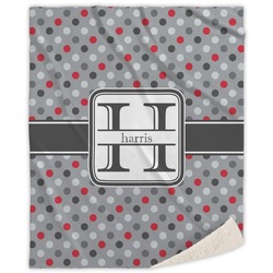 Red & Gray Polka Dots Sherpa Throw Blanket - 50"x60" (Personalized)