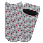 Red & Gray Polka Dots Adult Ankle Socks