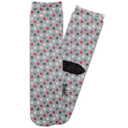 Red & Gray Polka Dots Adult Crew Socks