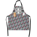 Red & Gray Polka Dots Apron With Pockets w/ Name and Initial