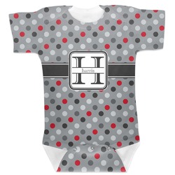 Red & Gray Polka Dots Baby Bodysuit 12-18 (Personalized)