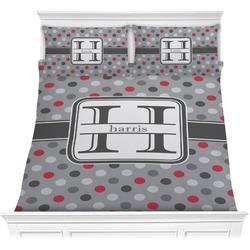 Red & Gray Polka Dots Comforter Set - Full / Queen (Personalized)