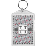 Red & Gray Polka Dots Bling Keychain (Personalized)