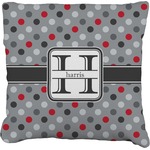 Red & Gray Polka Dots Faux-Linen Throw Pillow 20" (Personalized)