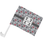 Red & Gray Polka Dots Car Flag - Small w/ Name and Initial