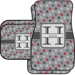 Red & Gray Polka Dots Car Floor Mats Set - 2 Front & 2 Back (Personalized)