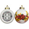 Red & Gray Polka Dots Ceramic Christmas Ornament - Poinsettias (APPROVAL)