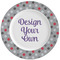 Red & Gray Polka Dots Ceramic Plate w/Rim