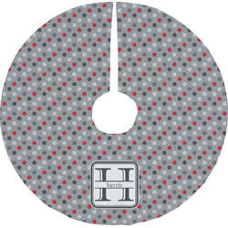 Red & Gray Polka Dots Tree Skirt (Personalized)