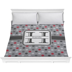 Red & Gray Polka Dots Comforter - King (Personalized)