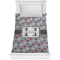 Red & Gray Polka Dots Comforter - Twin XL (Personalized)