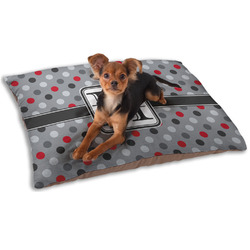 Red & Gray Polka Dots Dog Bed - Small w/ Name and Initial