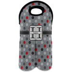 Red & Gray Polka Dots Wine Tote Bag (2 Bottles) (Personalized)