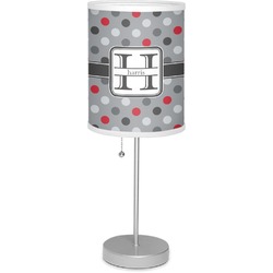 Red & Gray Polka Dots 7" Drum Lamp with Shade Linen (Personalized)