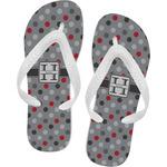 Red & Gray Polka Dots Flip Flops - XSmall (Personalized)