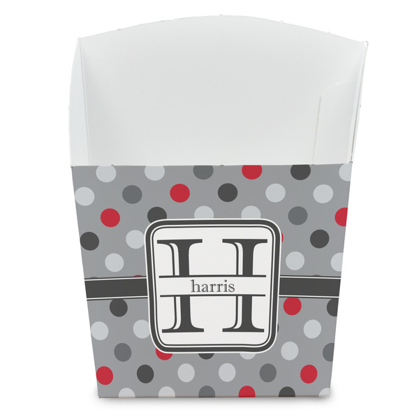 Custom Red & Gray Polka Dots French Fry Favor Boxes (Personalized)