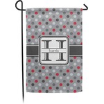Red & Gray Polka Dots Small Garden Flag - Double Sided w/ Name and Initial