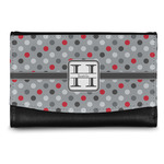 Red & Gray Polka Dots Genuine Leather Women's Wallet - Small (Personalized)