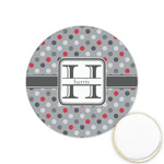 Red & Gray Polka Dots Printed Cookie Topper - 1.25" (Personalized)