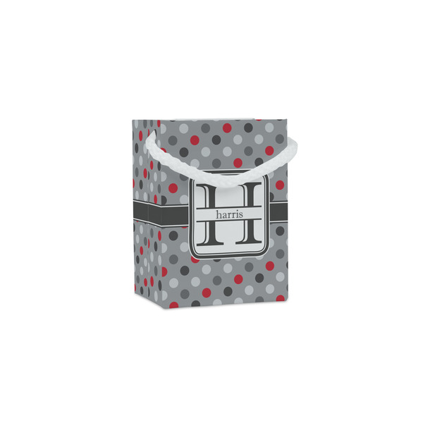 Custom Red & Gray Polka Dots Jewelry Gift Bags - Matte (Personalized)