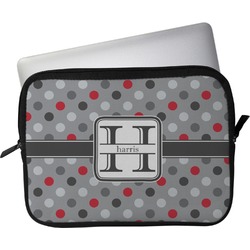 Red & Gray Polka Dots Laptop Sleeve / Case - 11" (Personalized)
