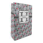 Red & Gray Polka Dots Large Gift Bag (Personalized)