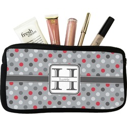 Red & Gray Polka Dots Makeup / Cosmetic Bag (Personalized)