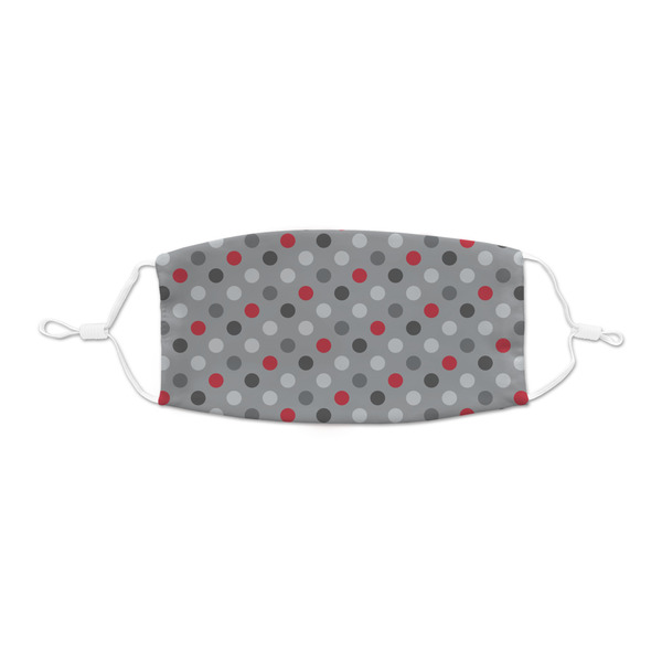 Custom Red & Gray Polka Dots Kid's Cloth Face Mask - XSmall