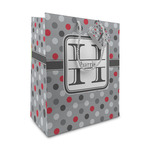 Red & Gray Polka Dots Medium Gift Bag (Personalized)