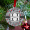 Red & Gray Polka Dots Metal Ball Ornament - Lifestyle