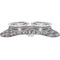 Red & Gray Polka Dots Metal Pet Bowls - On Dog Bone Shaped Mat