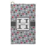 Red & Gray Polka Dots Microfiber Golf Towel - Small (Personalized)