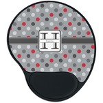 Red & Gray Polka Dots Mouse Pad with Wrist Support