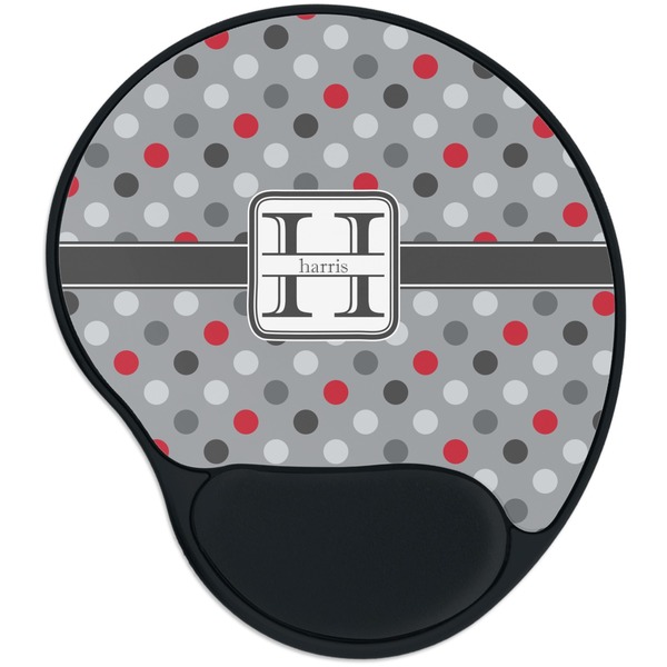 Custom Red & Gray Polka Dots Mouse Pad with Wrist Support