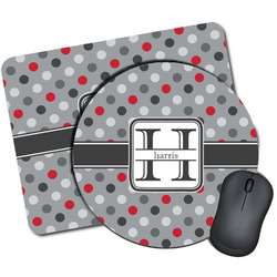 Red & Gray Polka Dots Mouse Pad (Personalized)