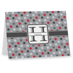 Red & Gray Polka Dots Note cards (Personalized)