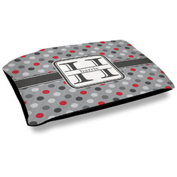 Red & Gray Polka Dots Outdoor Dog Bed - Large (Personalized)