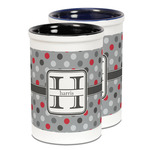 Red & Gray Polka Dots Ceramic Pencil Holder - Large