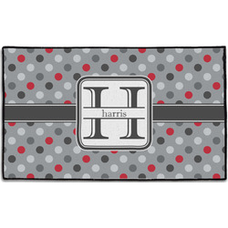 Red & Gray Polka Dots Door Mat - 60"x36" (Personalized)