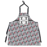 Red & Gray Polka Dots Apron Without Pockets w/ Name and Initial