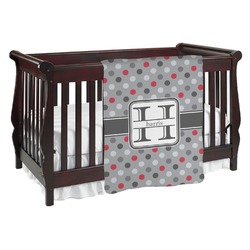 Red & Gray Polka Dots Baby Blanket (Double Sided) (Personalized)