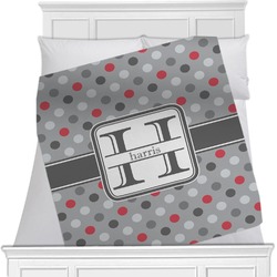 Red & Gray Polka Dots Minky Blanket - 40"x30" - Single Sided (Personalized)