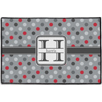 Red & Gray Polka Dots Door Mat - 36"x24" (Personalized)