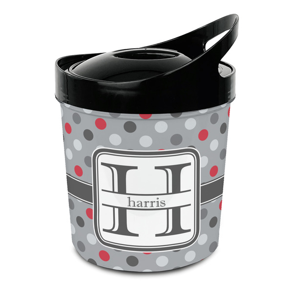 Custom Red & Gray Polka Dots Plastic Ice Bucket (Personalized)