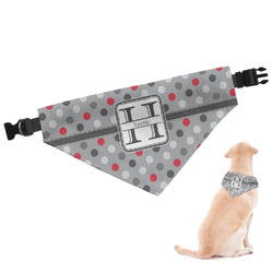 Red & Gray Polka Dots Dog Bandana - Small (Personalized)