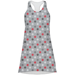 Red & Gray Polka Dots Racerback Dress